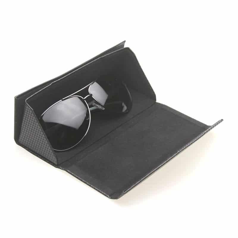 Triangle Leather Glasses Case Black